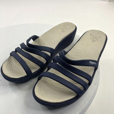 Crocs 10 Lifted Heel Wedge Slip On Women's Rubber Sandals