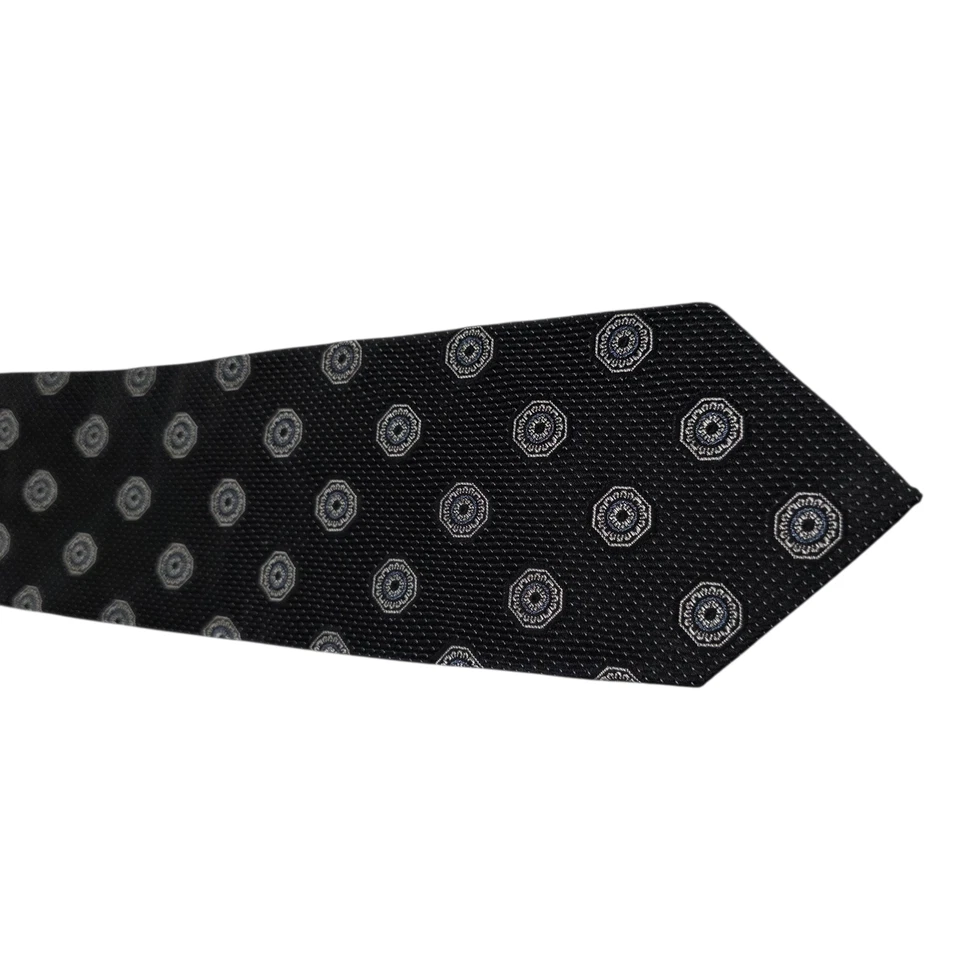 Corbata para hombre David Donahue 7 pliegues negra azul floral seda bordada diseñador Foto 2 de 4