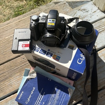 Sony Cyber-shot DSC-H50 9.1MP 15x Zoom Digital Camera-Flip LCD Bundle See Pics