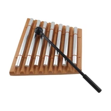 7 Tone Hand Chime, Wood Meditation Chime Bell Percussion Instrument with Blac...