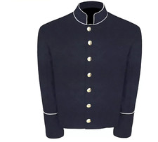 Civil War Men's Navy Blue Wool Shell Jacket - Offwhite Piping Trim
