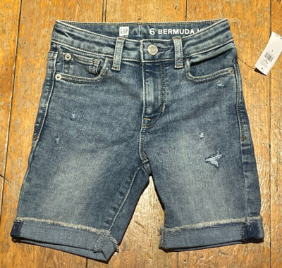 NWT Gap Kids Girls Denim Jean Shorts Bermuda High Rise  Size 7