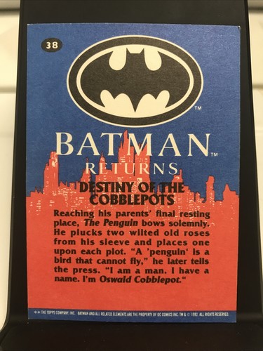 1992 Topps Batman Returns #38 Destiny of the Cobblepots Trading Card - Picture 2 of 2
