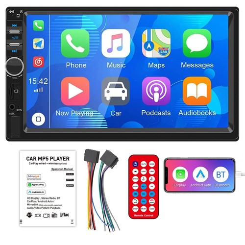2 DIN Car Stereo Carplay Android Auto 7'' Inch LCD Touch Screen Car Radio Pla...
