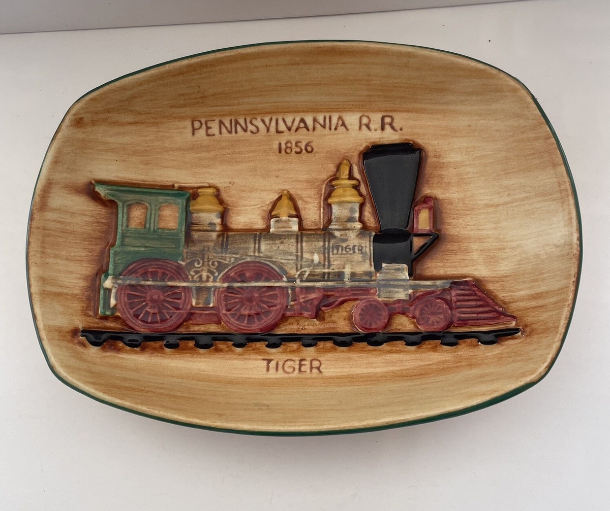 Vtg. Pennsbury Pottery Train Tray Pennsylvania PA R.R. 1856