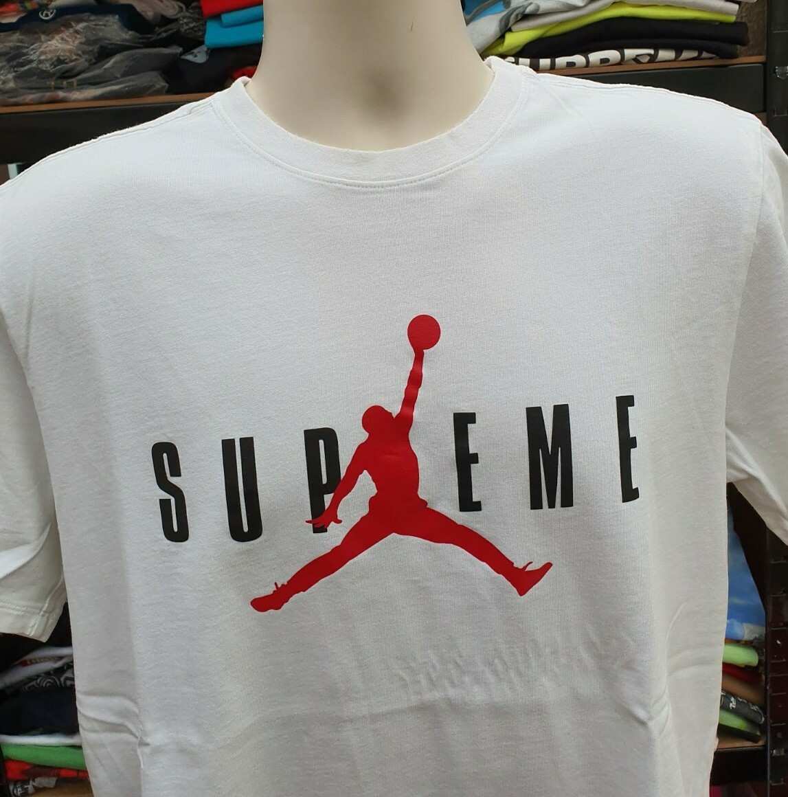 FW15 Supreme x Jordan white tee size L large T-shirt Jumpman FW15 Supreme x Jordan white tee size L large T-shirt Jumpman