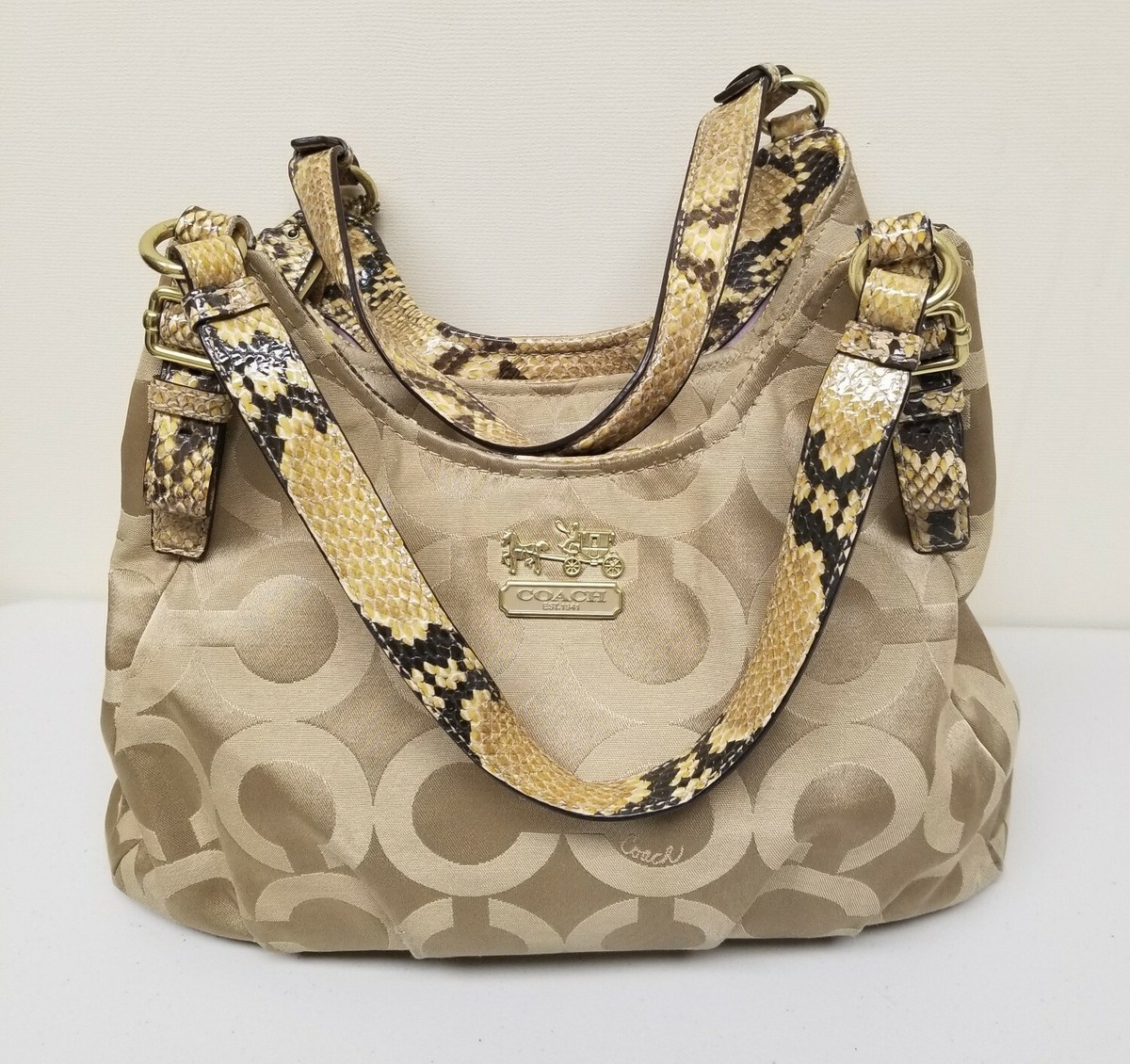 COACH #17689 Maggie Madison Op Art Signature Handbag - Snake Print