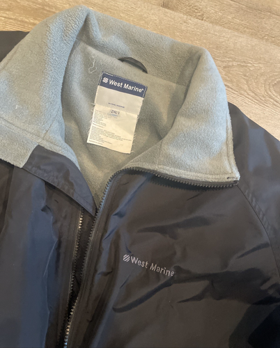 Vintage West Marine Jacket Mens 2XL Navy Blue Full Zip Waterproof Fleece Lined - Picture 3 of 9