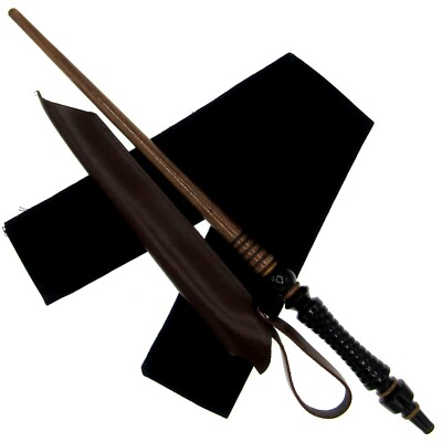 #ad #ad 15quot; Hand Turned Black Rings Teak Wood Magic Wand Set w Holster and Velvet Bag $39.95