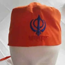 2 Pack Sikh Punjabi Adult Turban Patka Khanda Bandana Head Wrap Kesari Orange H