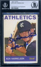 Ken Harrelson Beckett Signed 1964 Topps Rookie Autograph