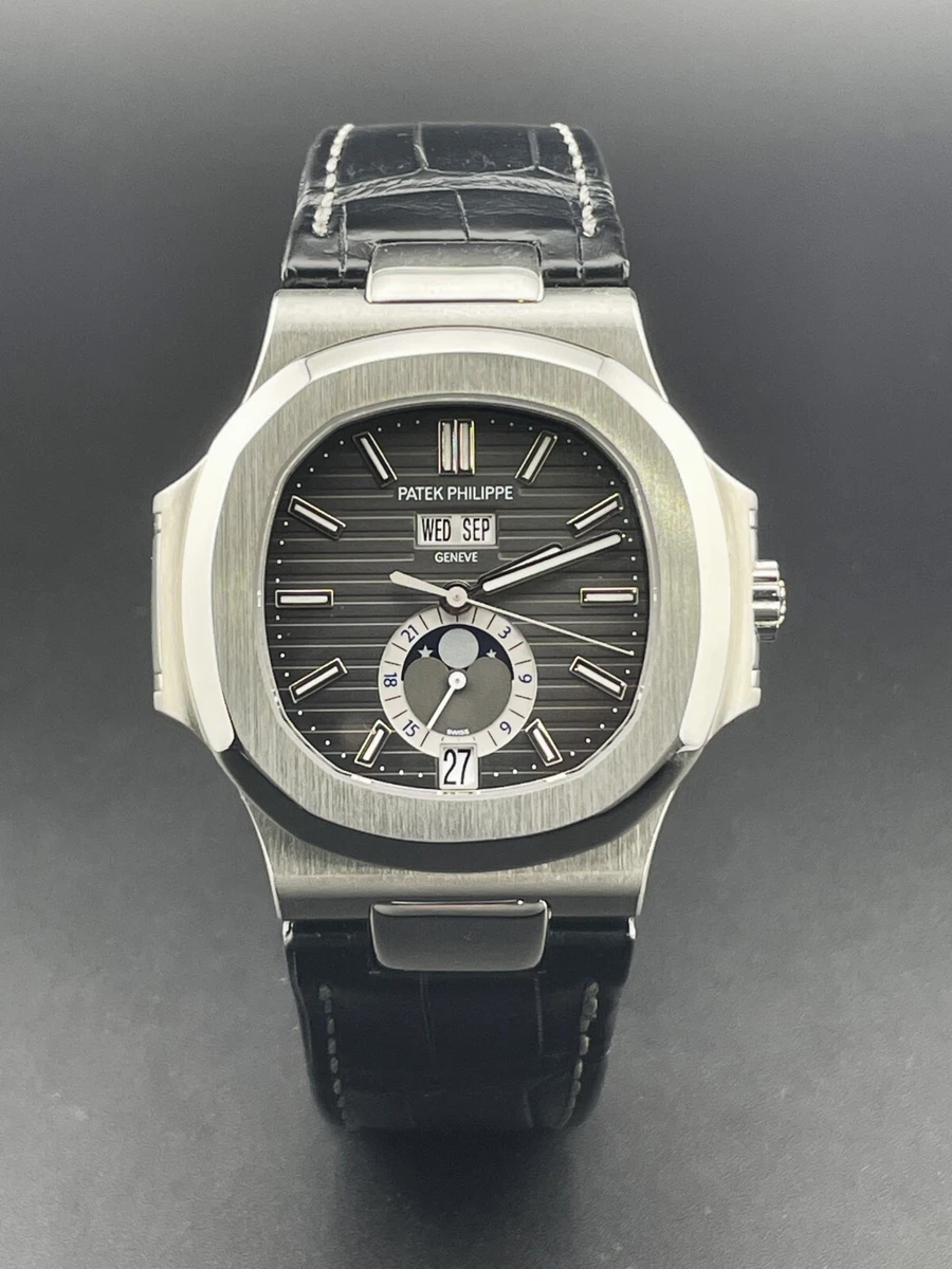 Patek Philippe  Nautilus Black Strap Stainless Steel Watch 5726A-001