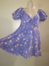 Asos Womens Dress 8 P Purple Pink Floral Tea Babydoll Cap Sl V Neck Open Back M