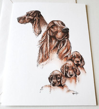 Biglietto di auguri vintage biglietto vuoto setter irlandese cane cuccioli cane rosso animali domestici note