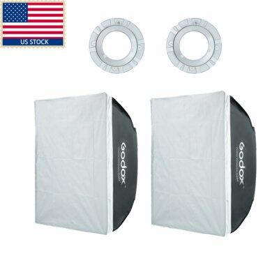 US 2x Godox 18'' x 18'' 60 x 60cm Softbox Bowens Mount f Studio Strobe Flash Light