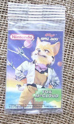 New 1993 Fox McClould Nintendo Kelloggs Apple Jack Cereal Card Sealed