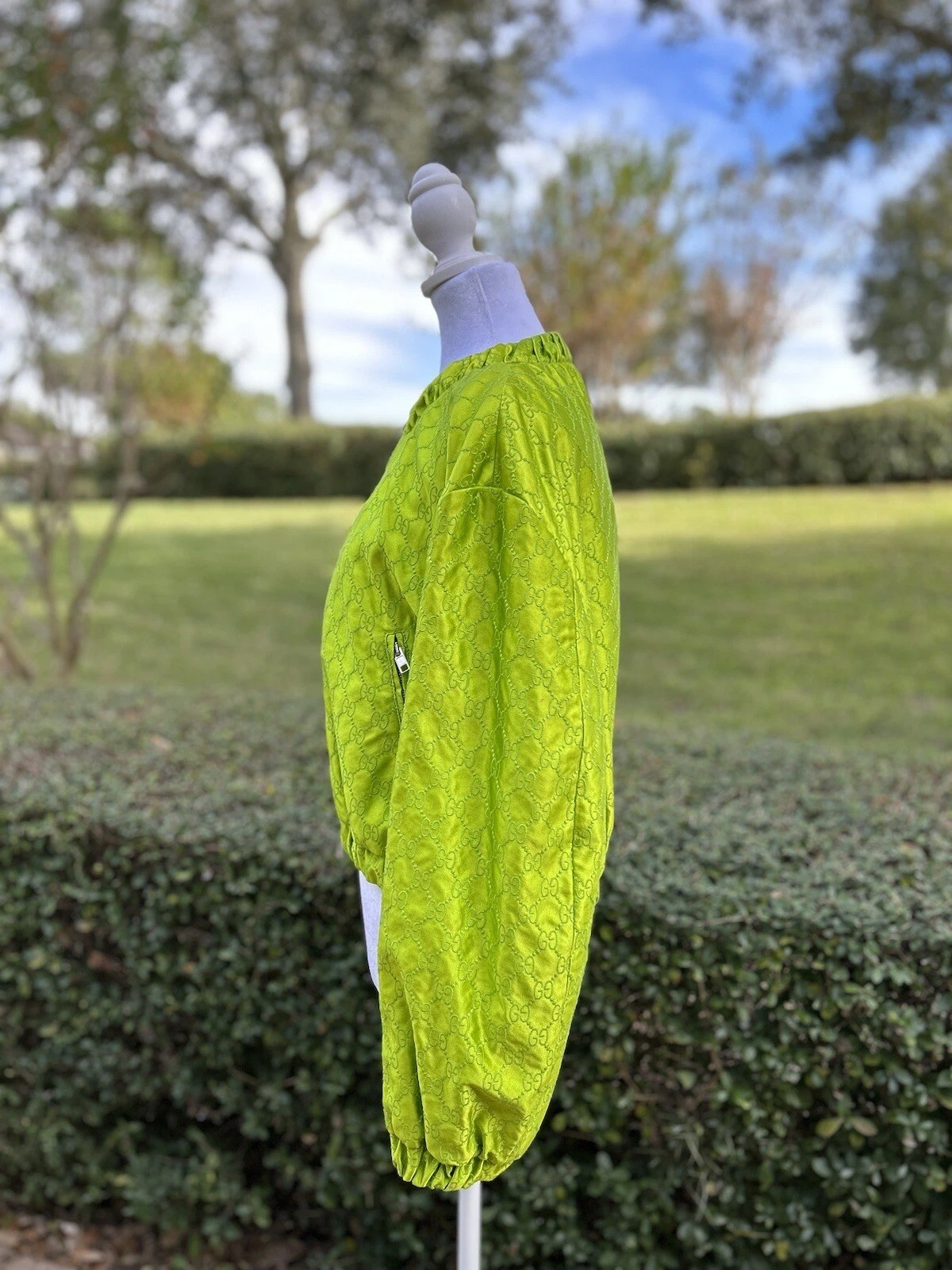 Giacca bomber verde raso Gucci nuova taglia 44