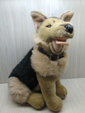 FAO Schwarz large plush German Shepherd dog sitting up 17" brown black