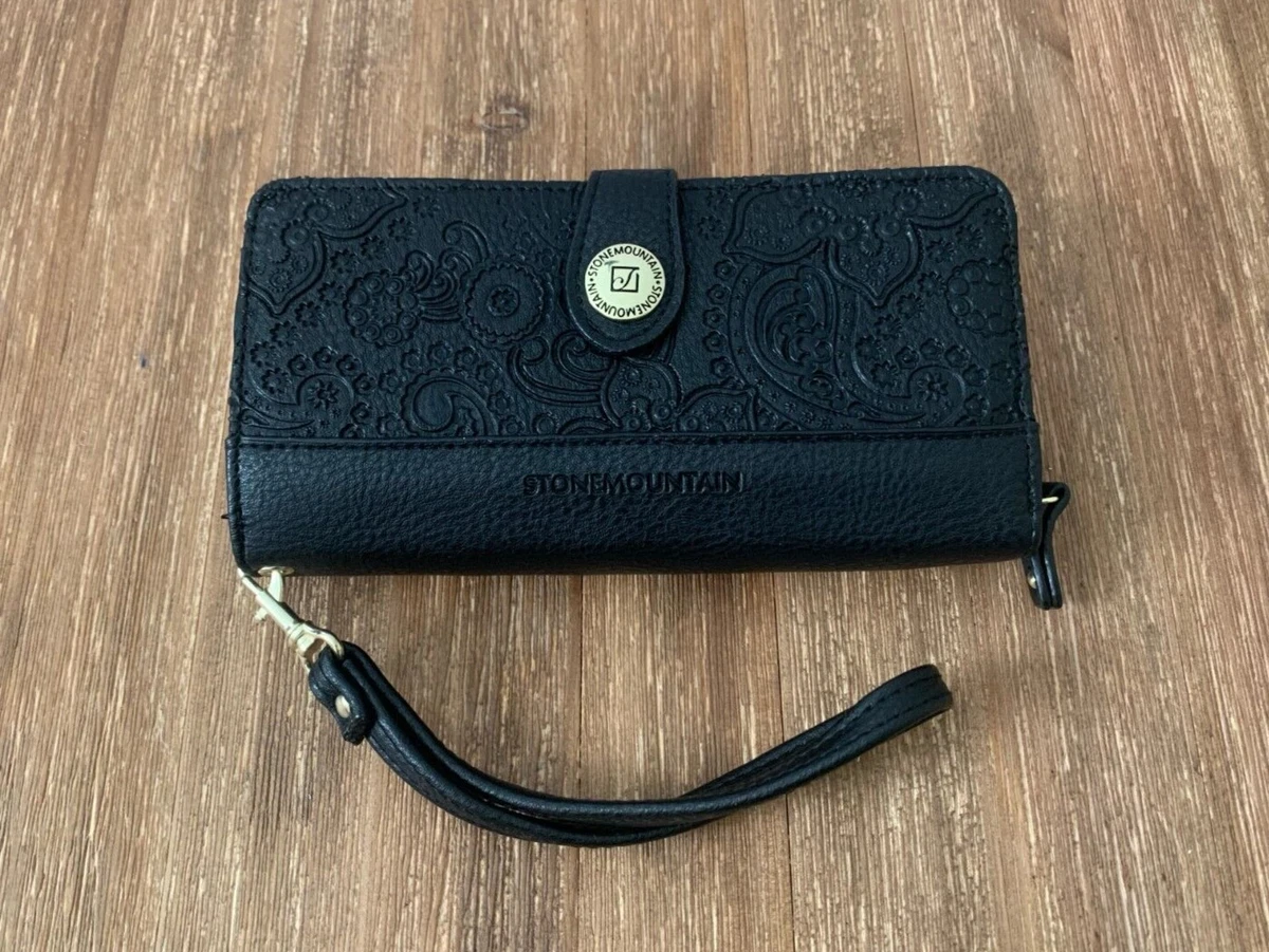 NEW Leather Wallet Wristlet Stone Mountain USA Bonded Leather