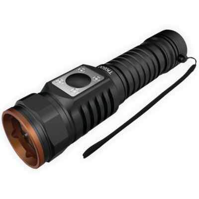 VORTEX Taschenlampe, verlängerbar,  mit Akku oder AA-Batterien - max. 600 Lumen