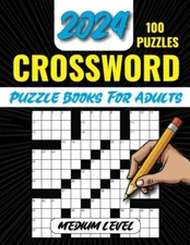 2024 Medium Crossword Puzzle Books for Adults - 100 Puzzles: Fun and Engaging Br