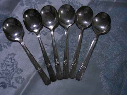 #RT 6 ONEIDA Community AA Silverplate LADY DRAKE 6-7/8" Soup / Gumbo Spoons - Picture 2 of 6