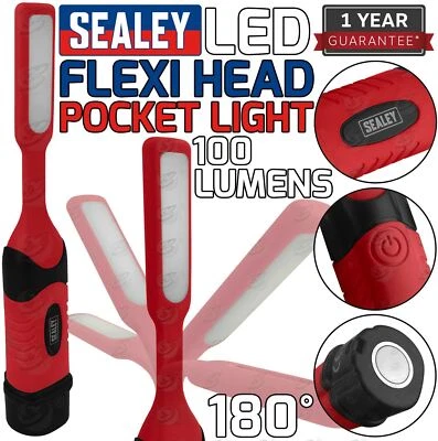 SEALEY SMD LED Torch Work Light Flexi Head 180° Magnetic Pocket Inspection Red