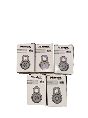 Lot of 5 Combination Padlocks Master Lock Block Guard New with Box
