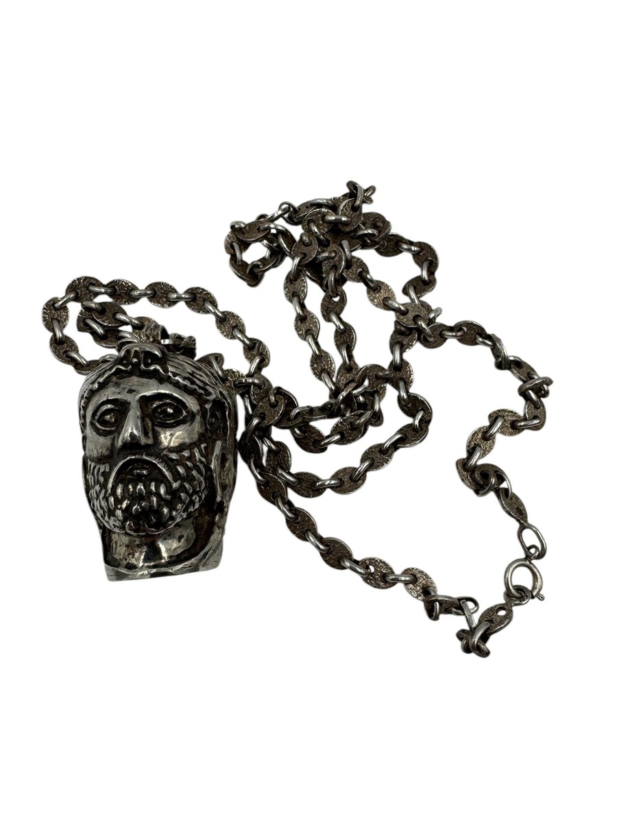 Zolotas Greece 950 Silver Pendant Necklace Greek Man | eBay