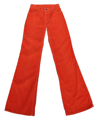 VINTAGE 60's Women's LEVI'S Big E Orange Tab Bell Bottom Corduroy Jeans Size 7