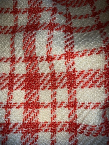 Belle jupe couture vintage en tissu laine pied de poule rouge et blanc - Picture 5 of 5