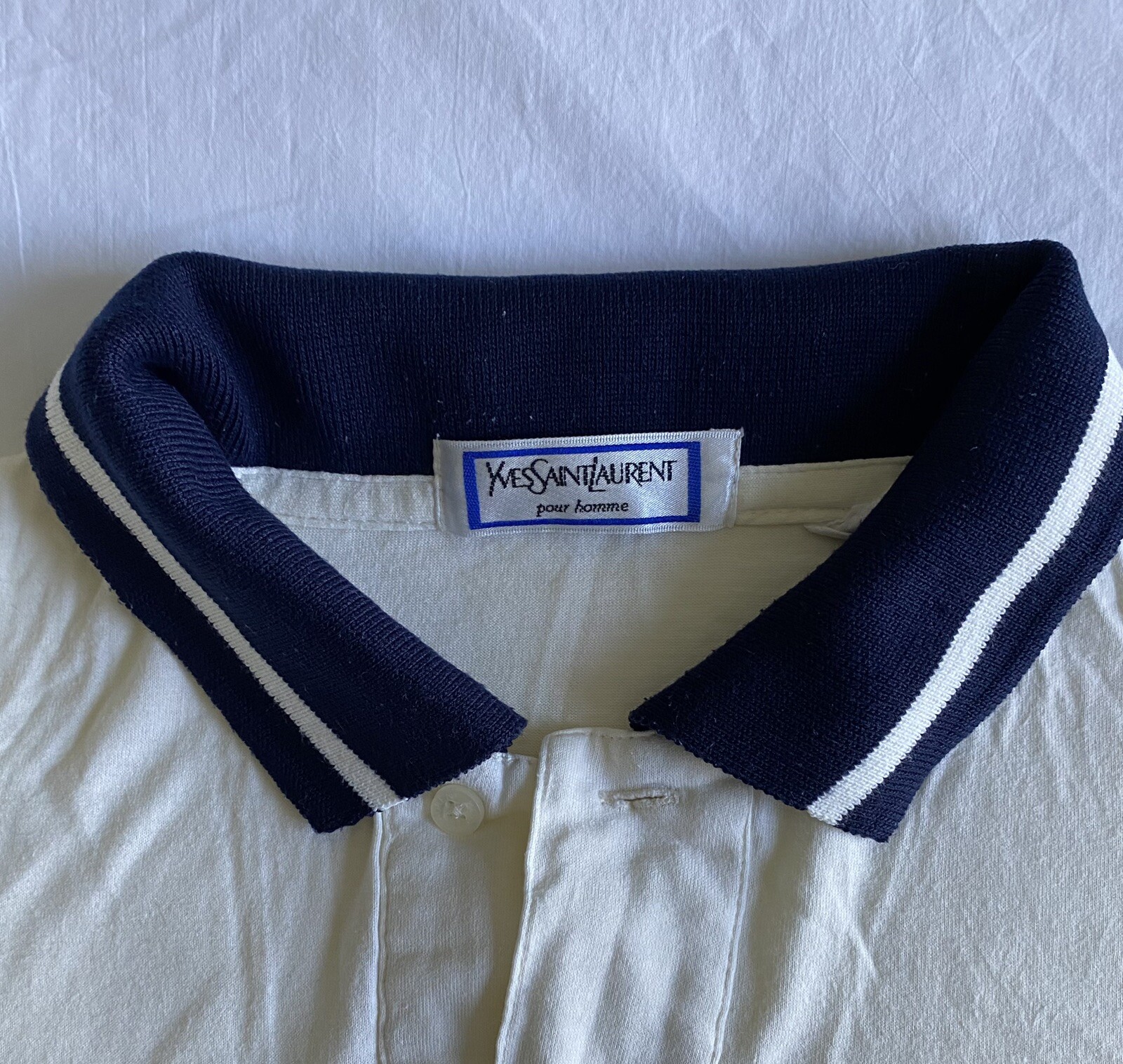 Polo Vintage Yves Saint Laurent Pour Homme Avorio taglia L XL in perfette condizioni