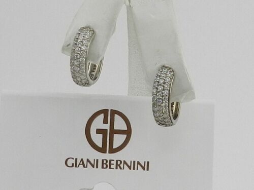 Giani Bernini Cubic Zirconia Oval Huggie Hoop Earrings in Sterling Silver