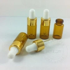 50pcs 3ml suction head   brown transparent glass dropper bottle refilled oil