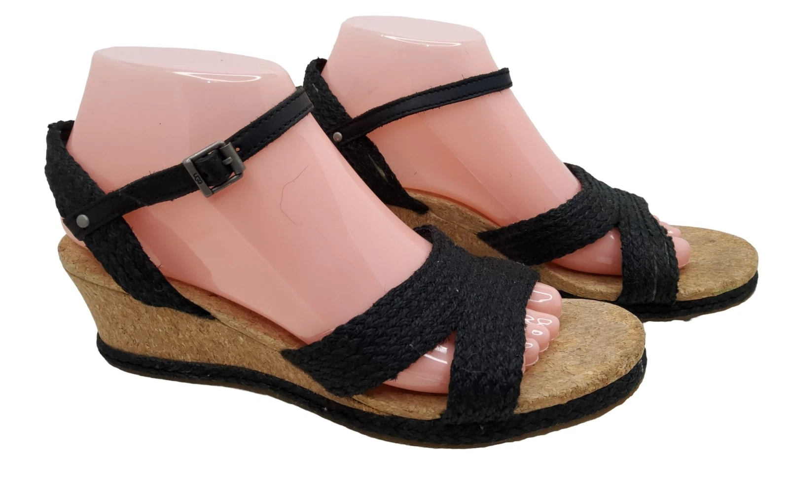 ugg sandali donna "uma" fibbia regolabile sling back 2" tacco sughero.