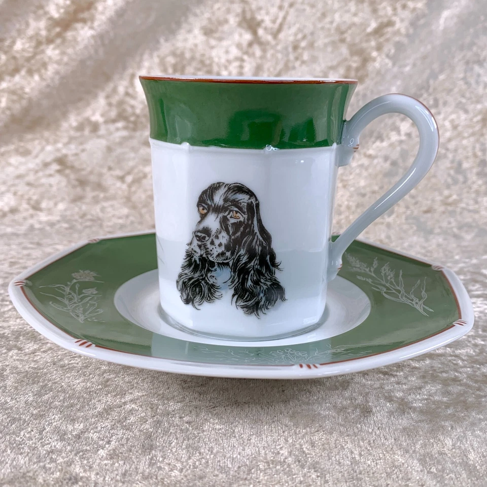Taza de té y platillo Hermes Paris perro cocker spaniel vajilla de porcelana Foto 2 de 4