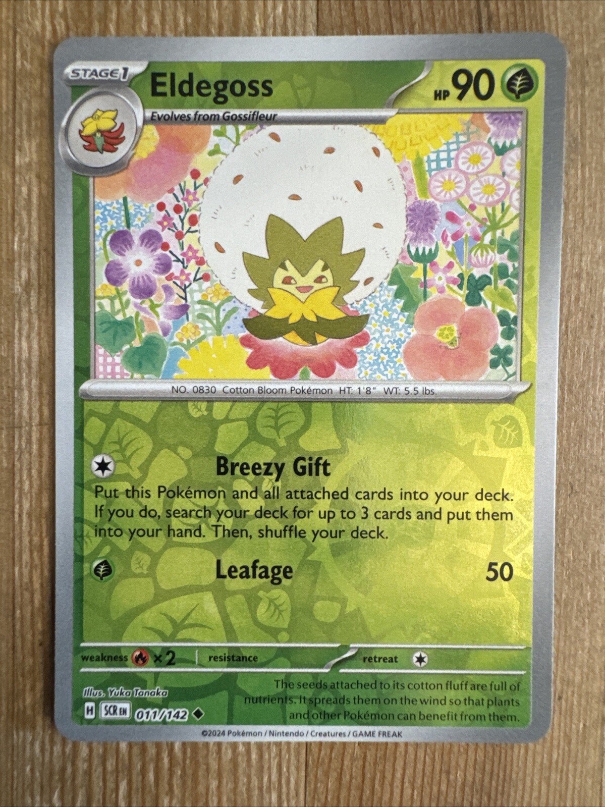 Eldegoss 011/142 Stellar Crown Reverse Holo Pokemon Card NM