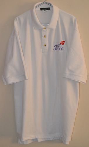 Vtg Mancini Virgin Atlantic White Polo Shirt Mens Size XL