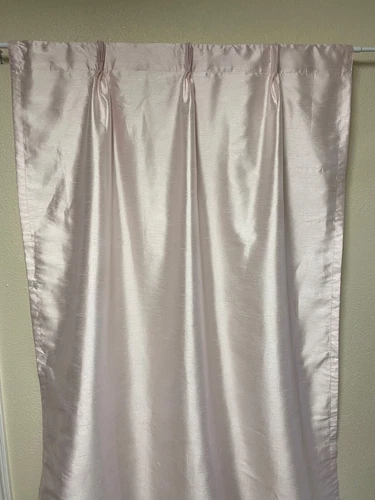 Simply Shabby Chic Soft Pink Faux Silk Pleated Curtain Panel 40"x82" -Flaw