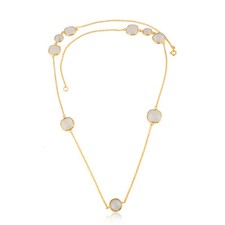 Natural Moonstone Gemstone 925 Silver Long Chain Necklace Handmade Jewelry
