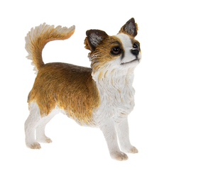 Longhaired Chihuahua Standing Dog Resin Ornament Figurine By