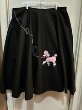 Poodle Skirt Black FELT Adult Size Varies Waist Approx. 30-38" Length 32" HMade