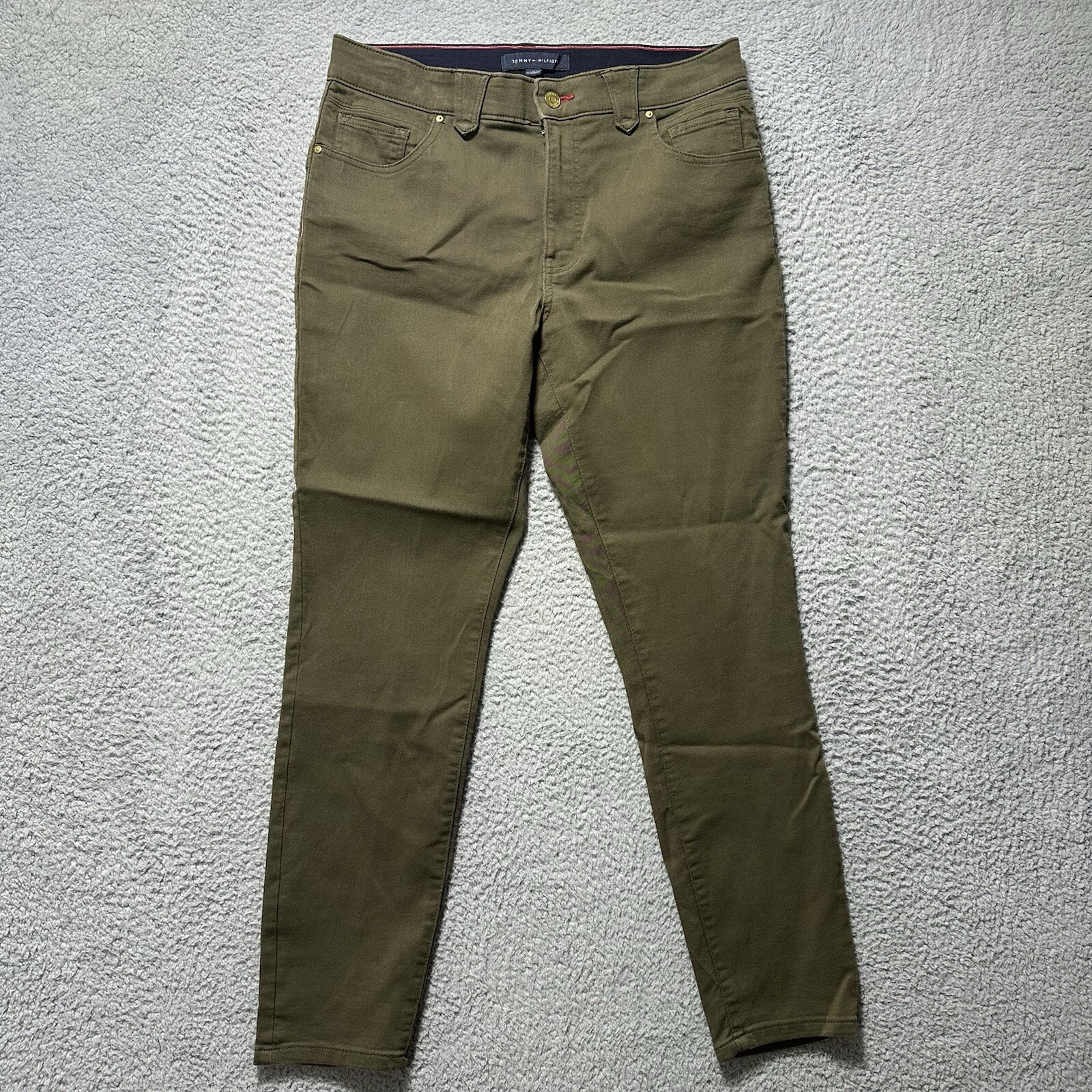 Tommy Hilfiger Chino Pants Womens size 12 Green Business Career Cotton Casual
