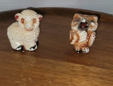 Antique OLD Salt & Pepper Shakers (1) Lamb (1) Wise Owl Made In USA