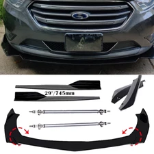 Front Bumper Lip Spoiler Splitter Side Skirt Strut For Ford Glossy Black O