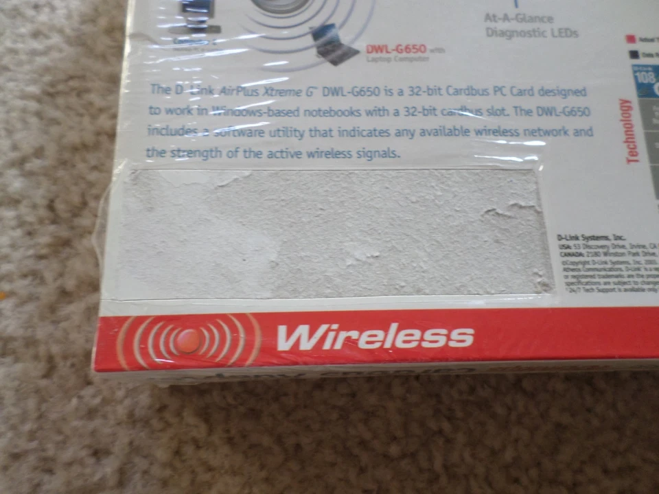 D-Link DWL-G650 Wireless Cardbus Adapter, 802.11g, 108Mbps - Image 4 of 4