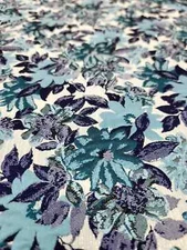 AQUA PURPLE BLUE FLORAL CHENILLE UPHOLSTERY BROCADE FABRIC SOLD BY THE YARD 