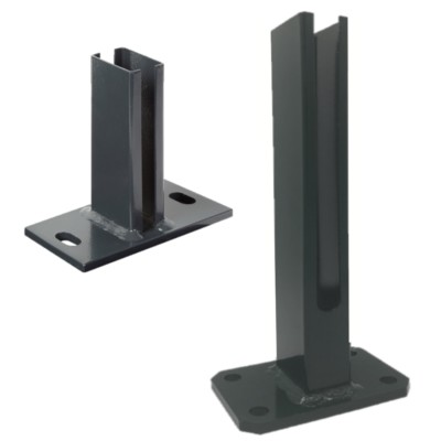 Dübelplatten für Zaunpfosten 60x40mm Doppel-Stab Matten Zaun Adapter Fussplatte