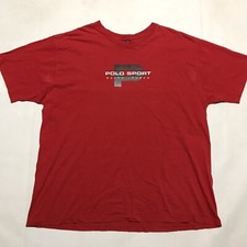 Vintage Polo Sport Ralph Lauren Spell Out T Shirt USA Made Xxl Red P