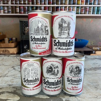 5 Different Schmidt s  Bicentennial Beer Cans. Complete 12 Oz Set